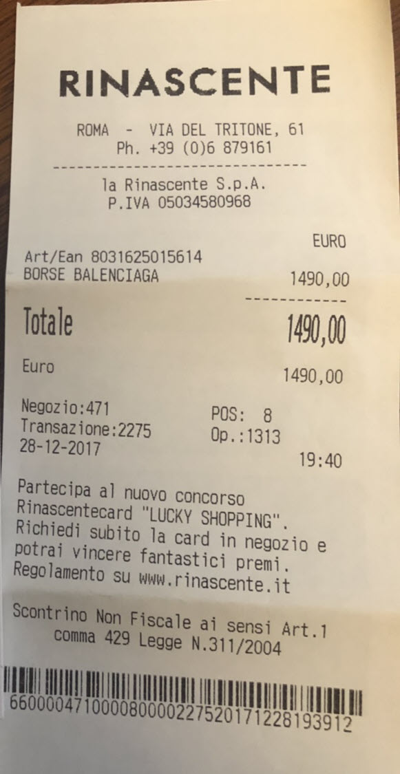 Is this Receipt legit? From Italy.